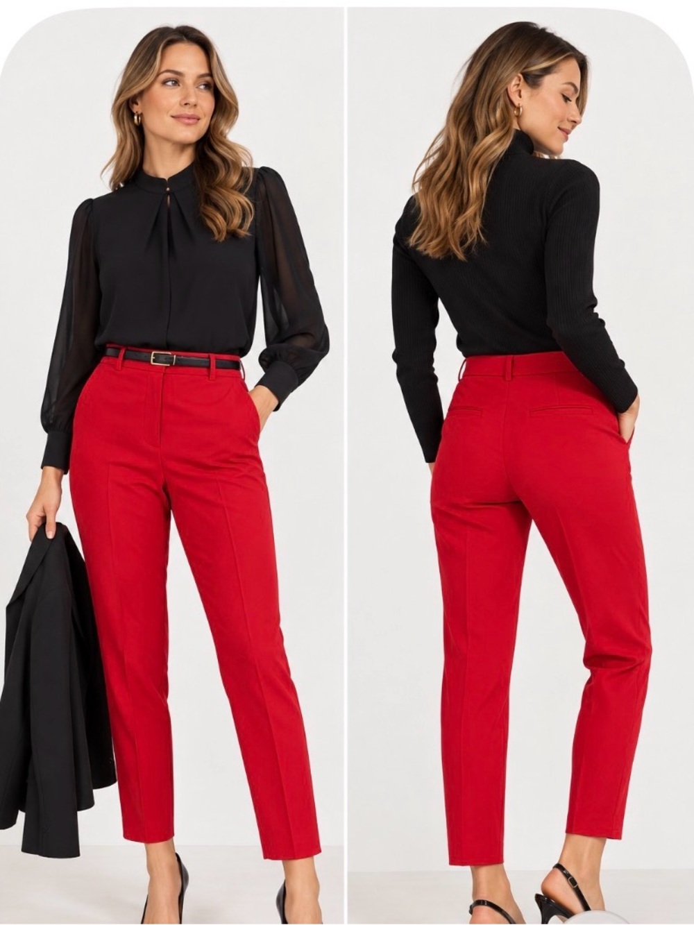 White House Black Market Red Slim Ankle Dress Pants